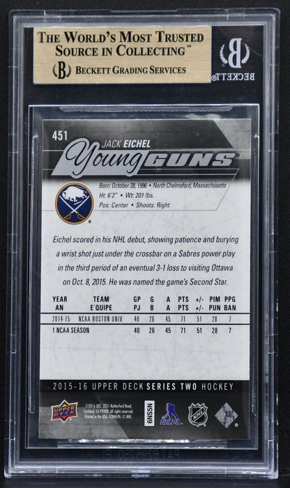 2015-16 UD Series 2 Young Guns Jack Eichel 451 BGS 9.5 RC
