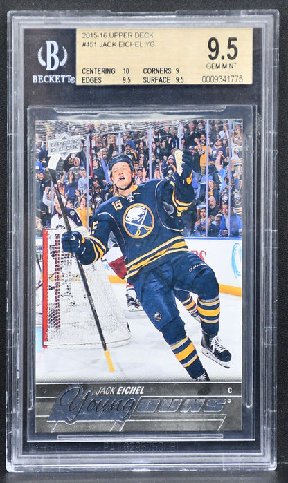2015-16 UD Series 2 Young Guns Jack Eichel 451 BGS 9.5 RC