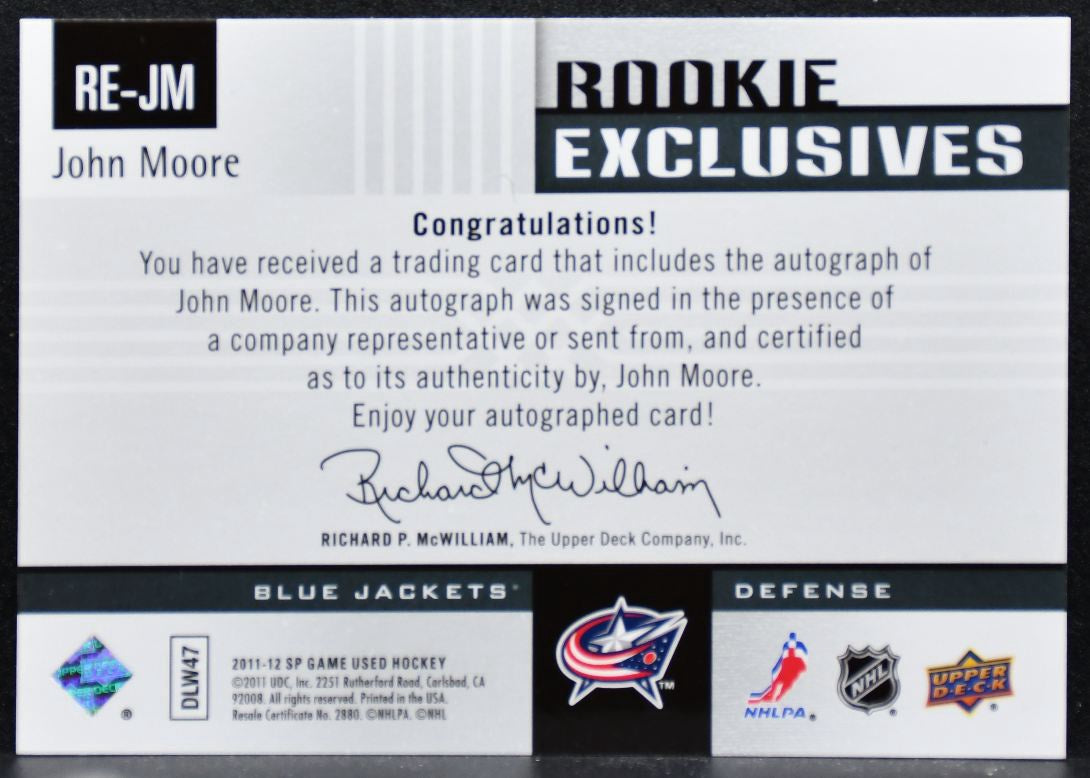 2011-12 SP Game Used Rookie Exclusives Autographs Moore RC Auto 006/100 3838