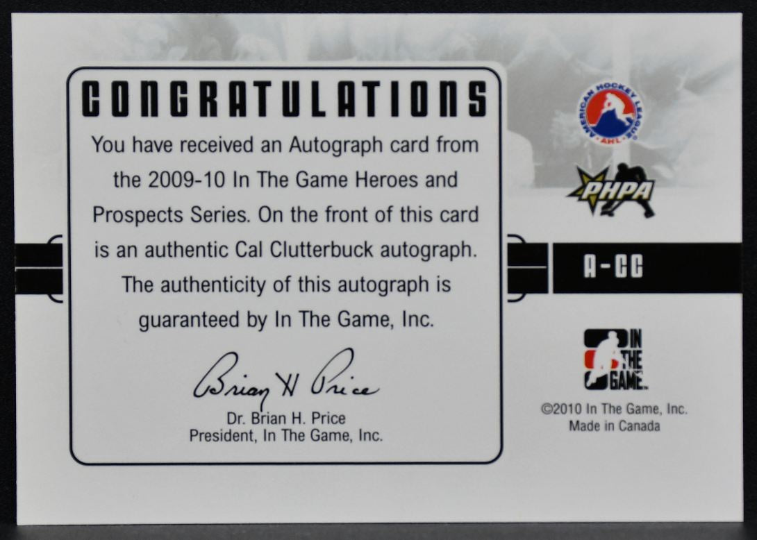 2009-10 In The Game Heroes and Prospects Autographs Clutterbuck A-CC Auto 4440