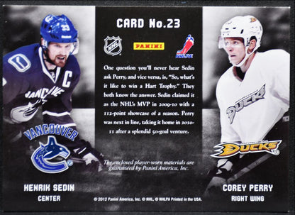 2011-12 Panini Prime Combos Dual Jerseys Perry/Sedin /225 Jersey 9850