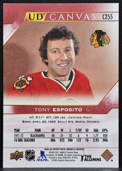 2022-23 Upper Deck Series 2 UD Canvas Tony Esposito C255 Chicago Blackhawks 9881