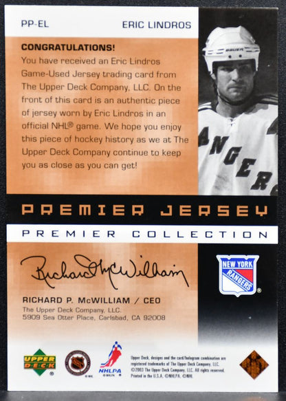 2002-03 UD Premier Collection Jerseys Bronze Eric Lindros 250/299 Jersey 7997