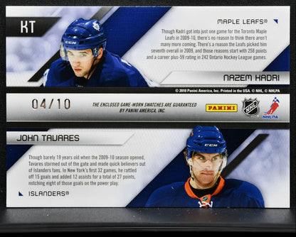 2010-11 Panini Shirt Off My Back Combos Prime Kadri/Tavares /10 Patch 3941