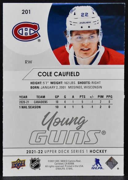 2021-22 Upper Deck Series 1 Young Guns Cole Caufield 201 Canadiens RC 4265