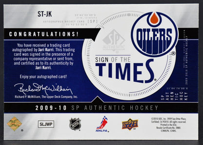 2009-10 SP Authentic Update - Sign of the Times Jari Kurri Edmonton Oilers Auto