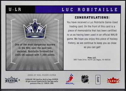 2006-07 Fleer Ultra Uniformity Jersey Luc Robitaille U-LR Kings Jersey 9935