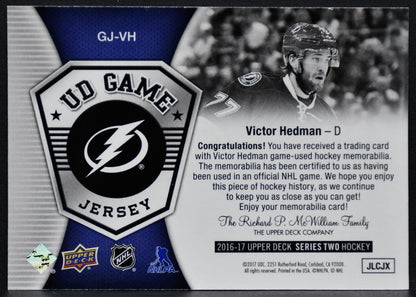 2016-17 UD Series 2 UD Game Jersey Victor HedmanTampa Bay Lightning Jersey 2852