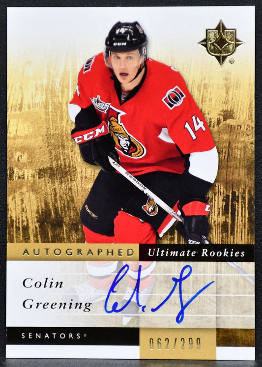 2011-12 UD Ultimate Collection Rookies Auto Colin Greening 118 RC Auto 3351