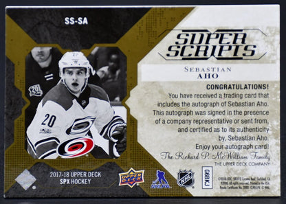 2017-18 SPx Super Scripts Sebastian Aho SS-SA Auto
