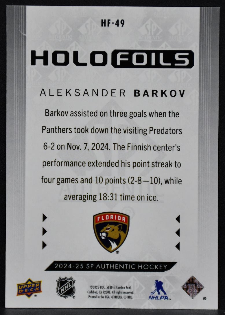 2024-25 SP Authentic Holofoils Aleksander Barkov HF-49 Florida Panthers