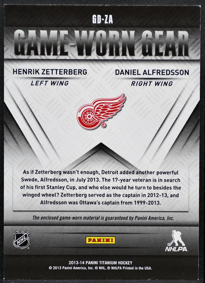 2013-14 Panini Titanium Game-Worn Gear Zetterberg/Alfredsson /300 Jersey 6867
