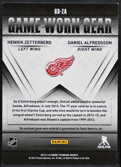 2013-14 Panini Titanium Game-Worn Gear Zetterberg/Alfredsson /300 Jersey 6867