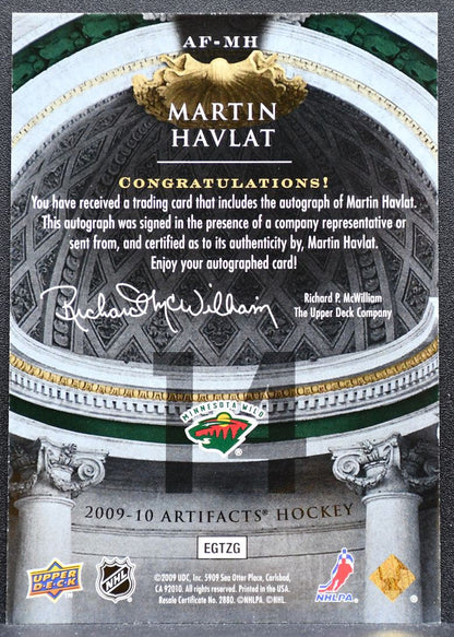 2009-10 Upper Deck Artifacts Autofacts Martin Havlat Minnesota Wild Auto 8957