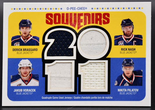 2011-12 OPC Souvenirs Brassard/Nash/Voracek/Filatov OPC-CBJ Jersey