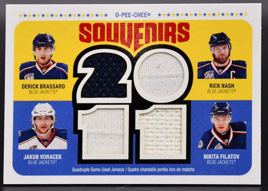 2011-12 OPC Souvenirs Brassard/Nash/Voracek/Filatov OPC-CBJ Jersey