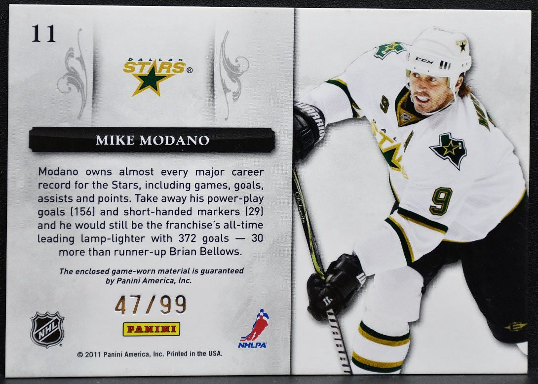 2011-12 Panini Dominion Franchise Legends Jersey Mike Modano 47/99 Jersey 0523