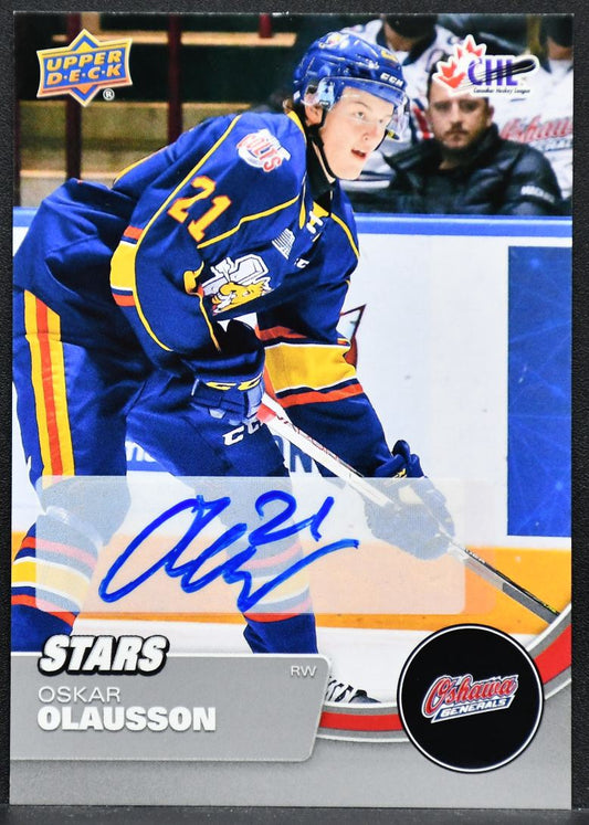 2021-22 UD CHL Autographs Oskar Olausson 345 Oshawa Generals Auto
