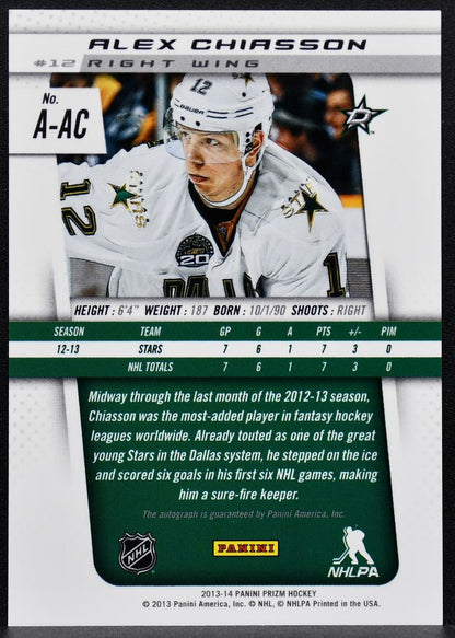 2013-14 Panini Prizm Rookie Autographs Alex Chiasson A-AC RC Auto 0657