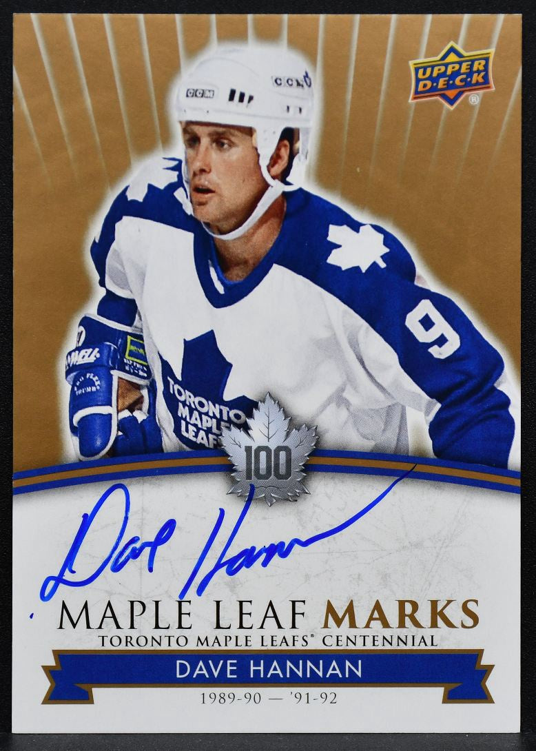 2017-18 UD Toronto Centennial Leaf Marks Hannan MLM-DH Maple Leafs Auto 1585