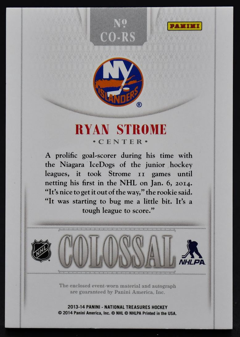 2013-14 Panini National Treasures Colossal Strome CO-RS RC Auto 09/25 Jersey