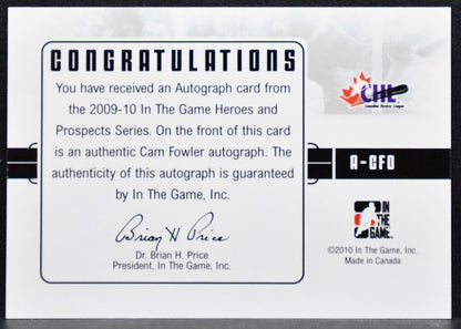 2010-11 In The Game Heroes and Prospects Autographs Fowler Auto 5139