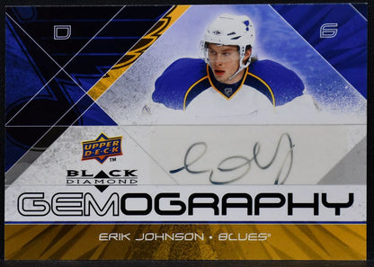 2008-09 UD Black Diamond Gemography Erik Johnson G-EJ St. Louis Blues Auto