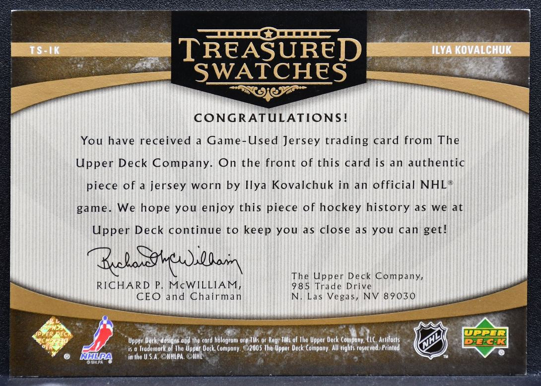 2005-06 UD Artifacts Treasured Swatches Ilya Kovalchuk 056/275 Jersey 0561