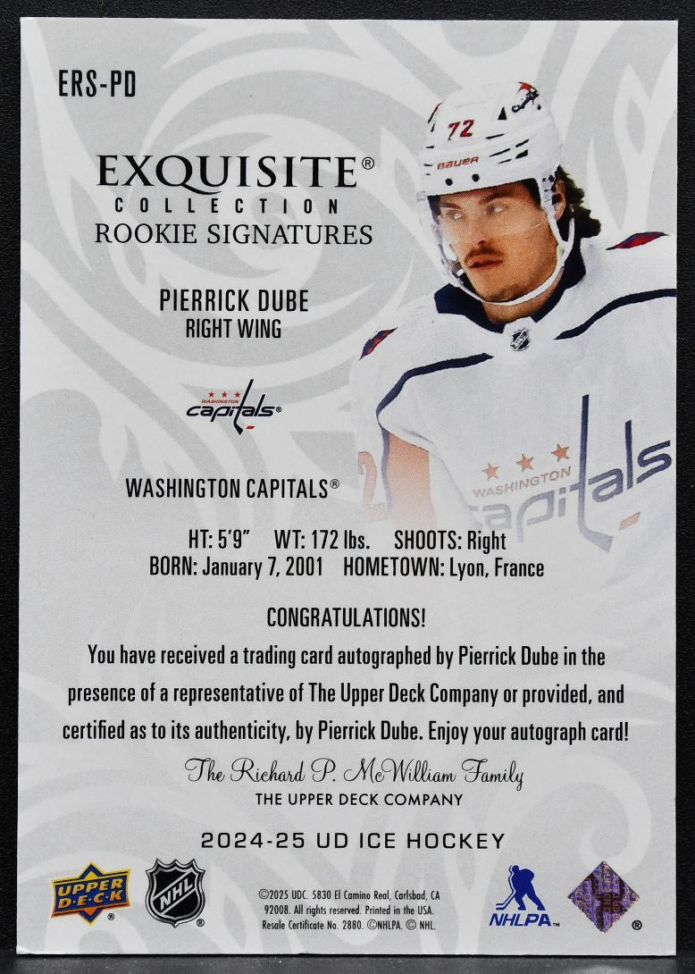 2024-25 UD Ice Exquisite Collection Rookie Signatures Dube RC Auto /99 3994