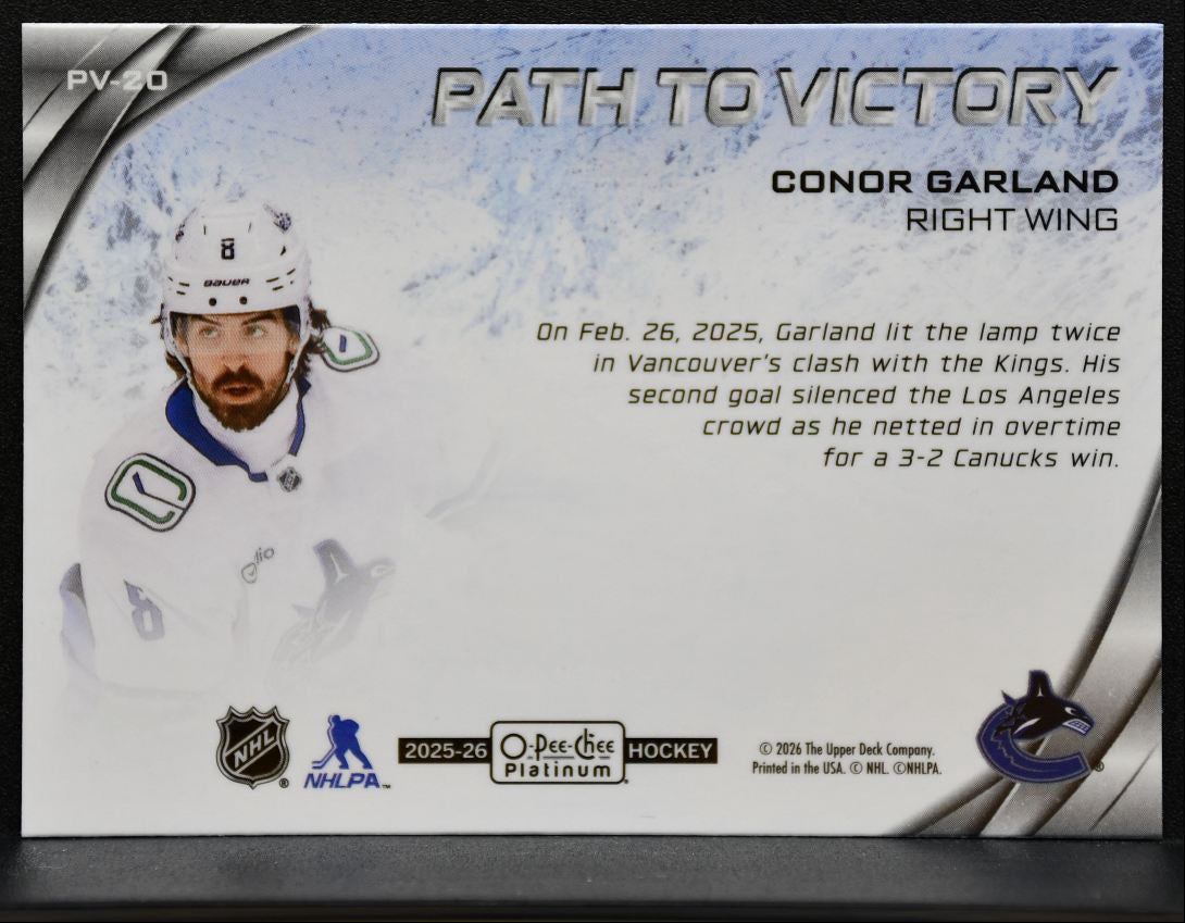2025-26 O-Pee-Chee Platinum Path to Victory Conor Garland PV-20 Canucks 7658