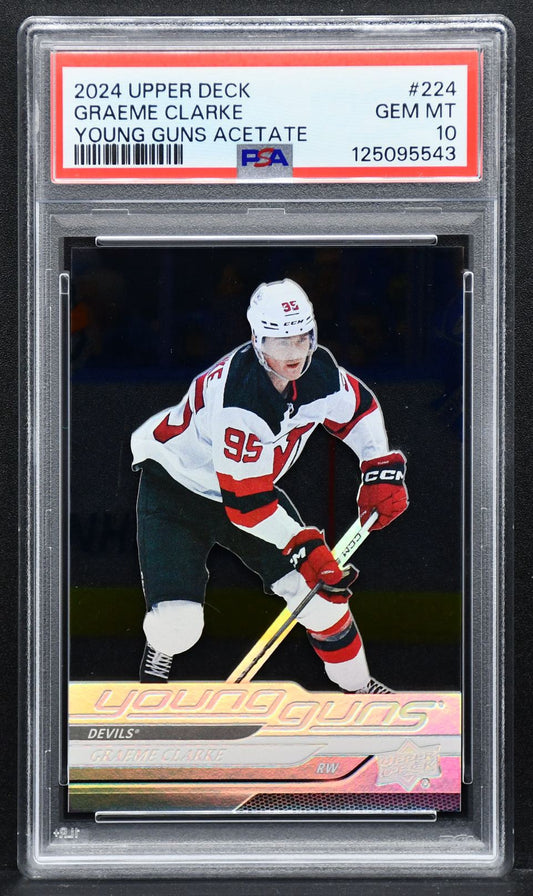 2024-25 Upper Deck Young Guns Acetate Graeme Clarke 224 RC PSA 10