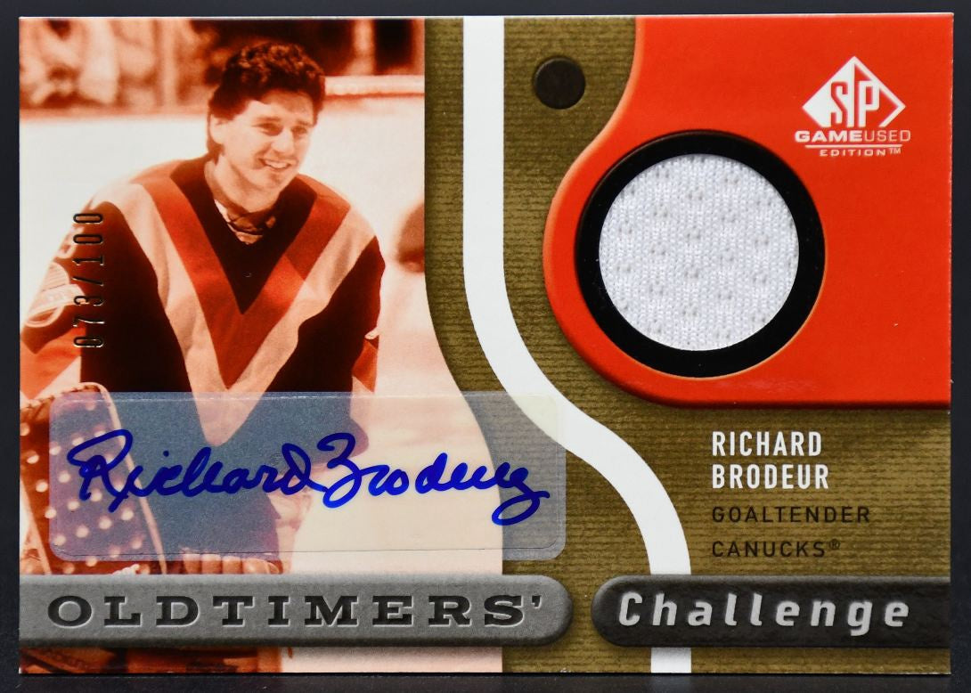 2005-06 SP Game Used Oldtimer's Challenge AutoBrodeur Canucks Auto /100 Jersey