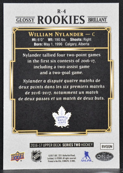 2017-18 UD Series 2 Glossy Rookies William Nylander R-4 Toronto Maple Leafs RC