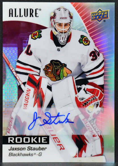 2023-24 UD Allure Red Rainbow Auto Jaxson Stauber 119 Chicago Blackhawks RC Auto 4894