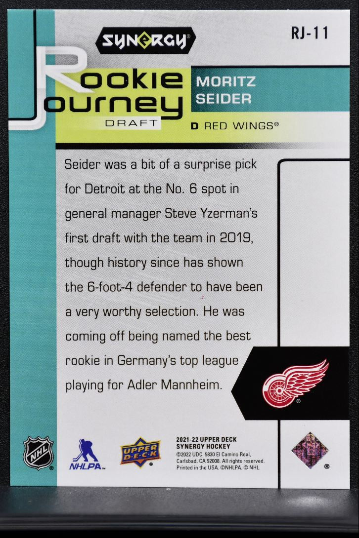 2021-22 UD Synergy Rookie Journey Draft Moritz Seider Red Wings RC 110/999 4380