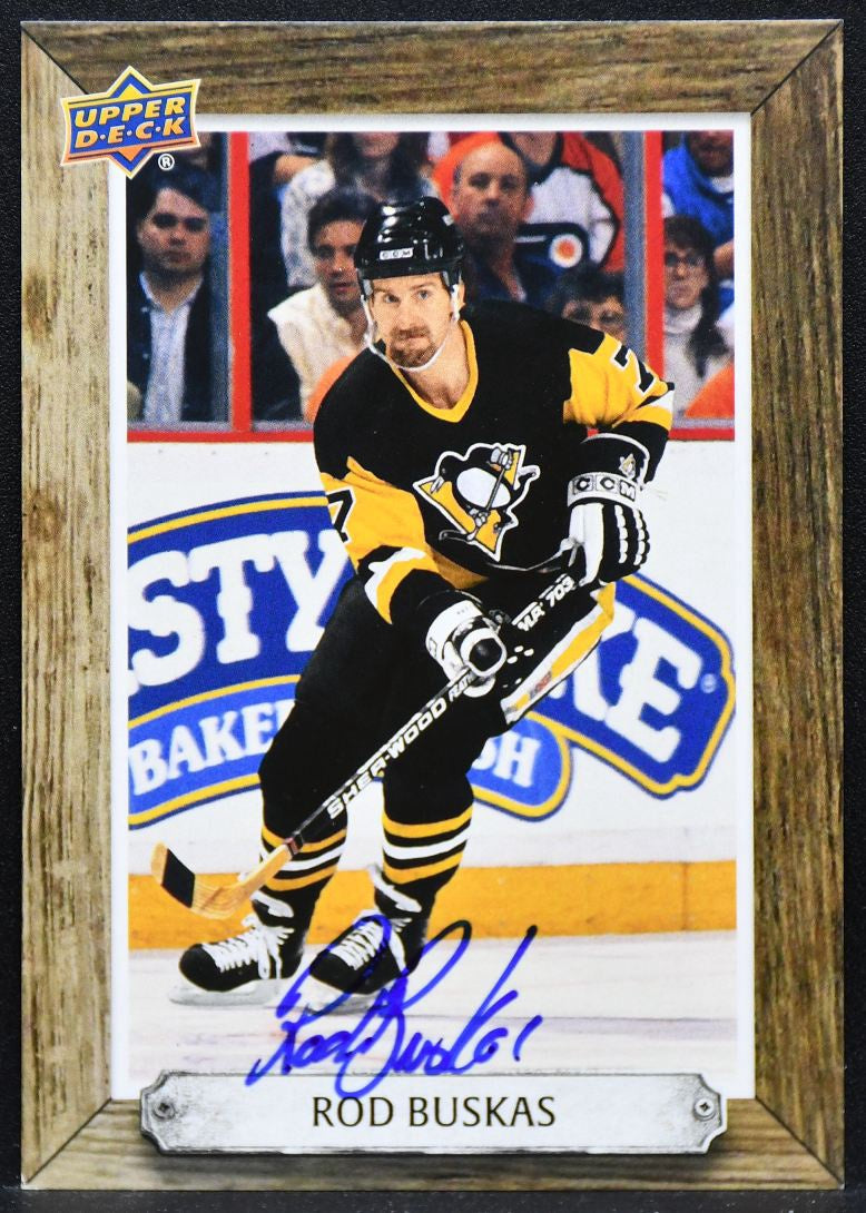 2024-25 UD Engrained Icons Beehive Portrait Rod Buskas BH-RB Penguins Auto 4692