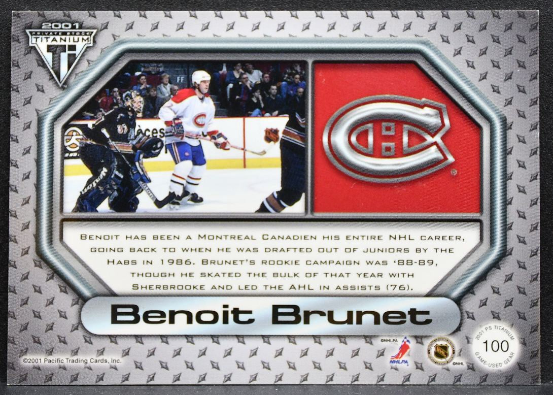 2001-02 Pacific Private Stock Titanium Patch Variation Benoit Brunet Patch 9899