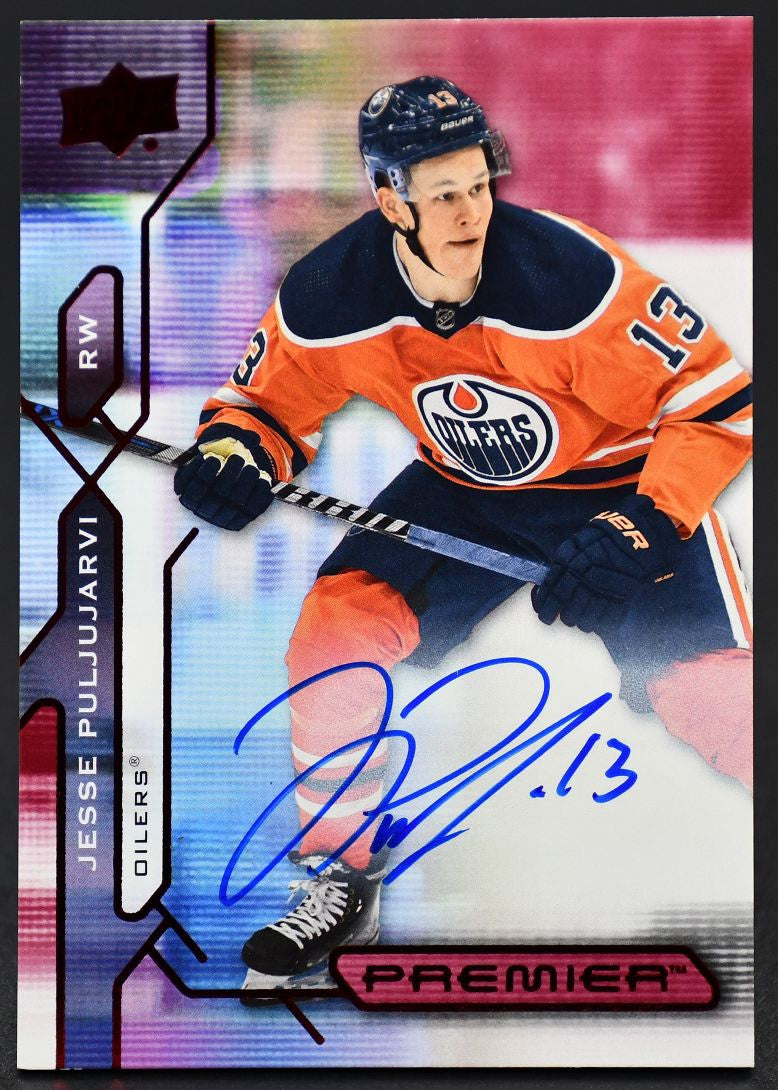 2021-22 UD Premier Jesse Puljujarvi 63 Edmonton Oilers Auto