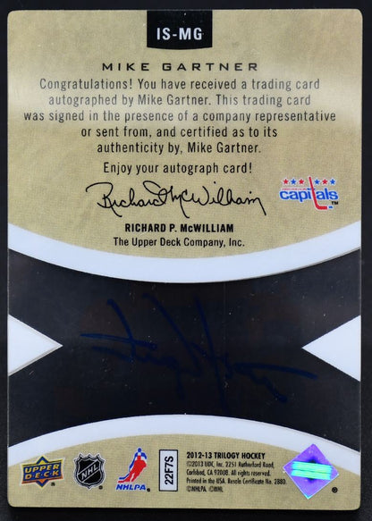 2012-13 UD Trilogy Ice Scripts Mike Gartner IS-MG Washington Capitals Auto