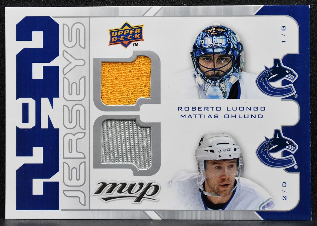 2008-09 UD MVP Two on Two Luongo/Ohlund/Gagner/Horcoff Jersey 4534