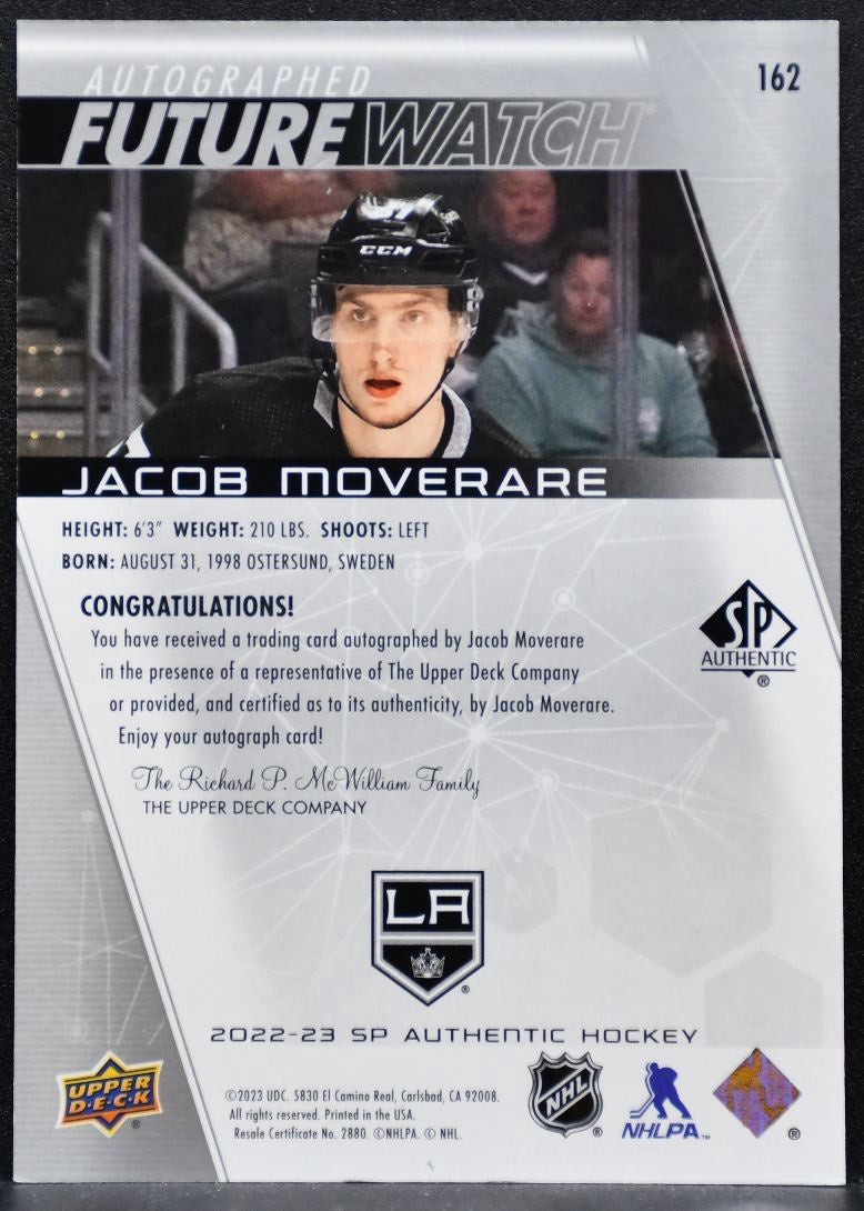 2022-23 SP Authentic Future Watch Auto Jacob Moverare Kings RC Auto 523/999 6389