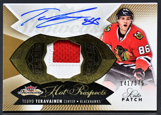 2014-15 Fleer Showcase Hot Prospect Teuvo Teravainen 189 RC Auto 141/375 Patch