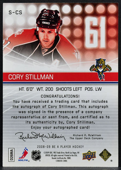 2008-09 Upper Deck Be a Player Signatures Cory Stillman S-CS Auto 0602