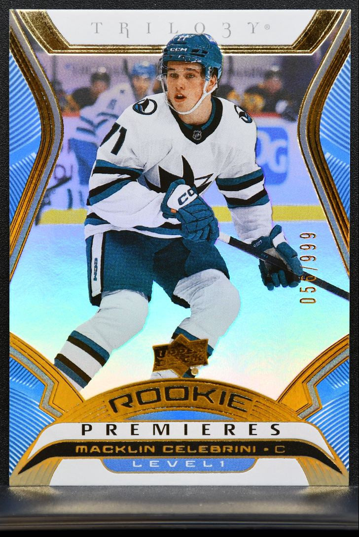 2024-25 UD Extended Series Trilogy Premieres Level 1 Celebrini RC 056/999 7580
