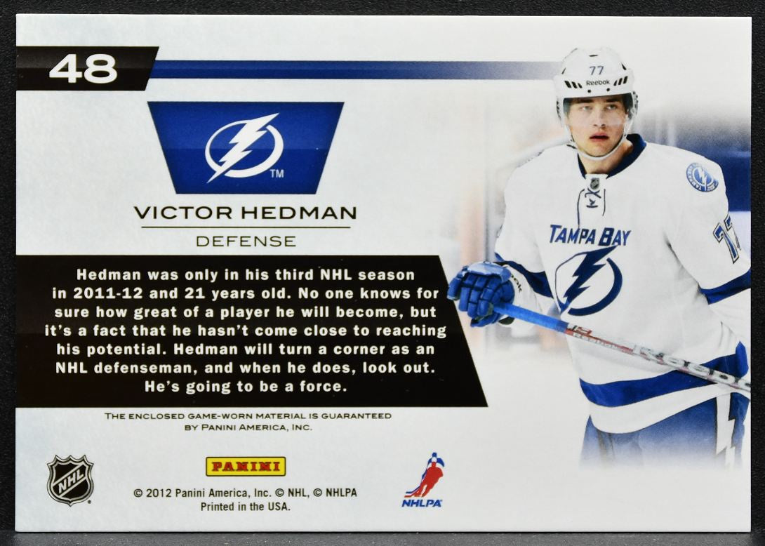 2011-12 Panini Elite New Breed Materials Victor Hedman 48 Lightning Jersey 9332