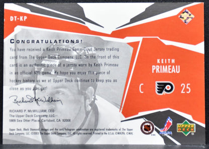 2003-04 Upper Deck Black Diamond Threads Keith Primeau DT-KP Flyers Jersey 4774