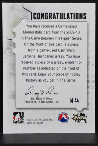 2010-11 In The Game Between Pipes Black Cam Ward Carolina Hurricanes Jersey 4886