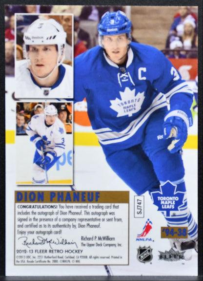 2012-13 Fleer Ultra Retro Auto Dion Phaneuf 94-38 Toronto Maple Leafs Auto 0659