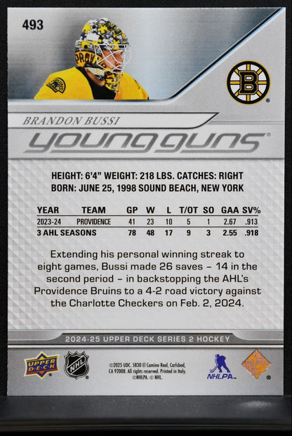 2024-25 Upper Deck Series 2 Young Guns Brandon Bussi 493 Boston Bruins RC 1778