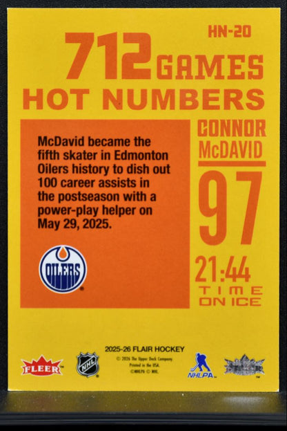 2025-26 Flair Hot Numbers Connor McDavid HN-20 Edmonton Oilers 0269